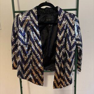 Jessica Simpson Blue & Silver Sequin Jacket Size Small